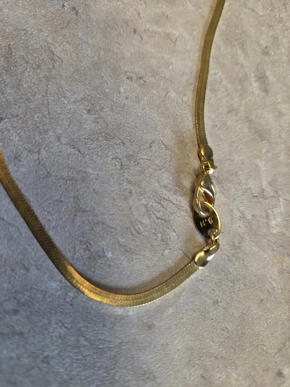 Gold Tone Herringbone Chain Necklace